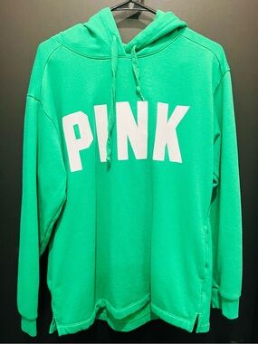 PINK Victoria's Secret Green Logo Hoodie Sweatshirt